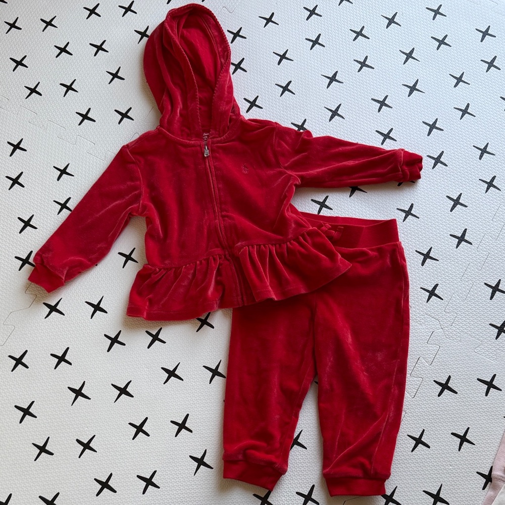 Ralph Lauren Red Velour Set